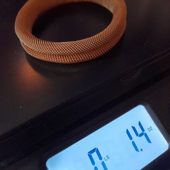 Vintage Gold Tone Mesh Bangle Bracelet, 7", Mid-Century - Picture 10 of 10